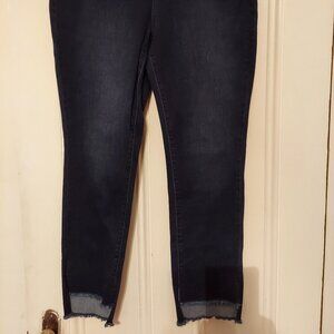 NWOT Belle by Kim Gravel Dark Denim Jeans w/ Step Hem Design size 12